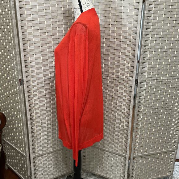 Ann Taylor Lightweight Open Cardigan Size XL Red Long Sleeve Pockets NEW w/Tag - Picture 2 of 8